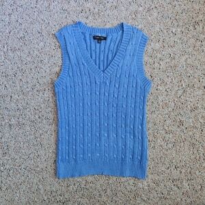 Love Tree Light Blue V-Neck Cable Knit Sweater Vest size Small